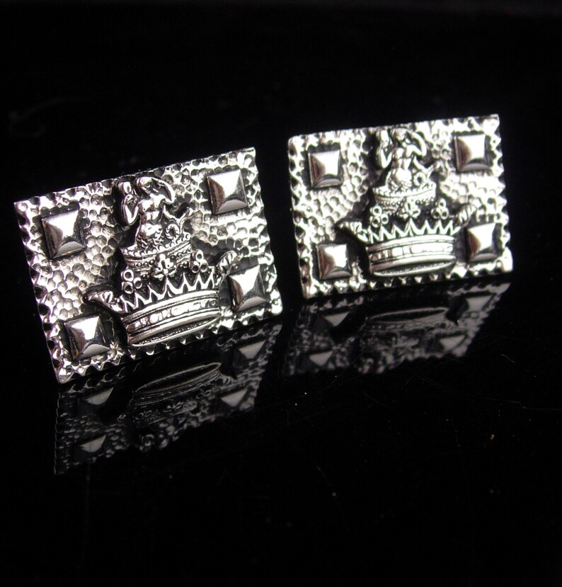 Vintage Nude Cufflinks huge silver Crown nude Mermaid mythical goddess siren sea creature extra large cufflinks gay interest