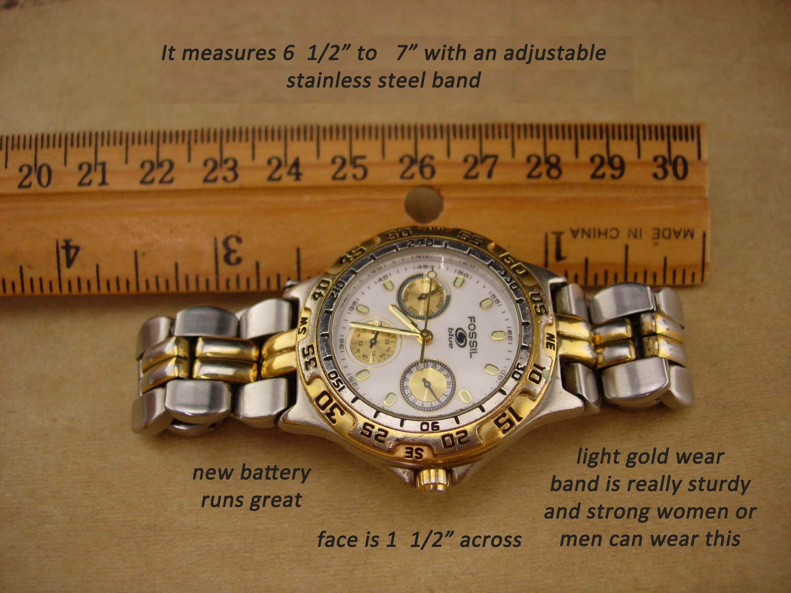 Buy Mens Fossil Blue Chronograph Watch Silver and Gold Plate
