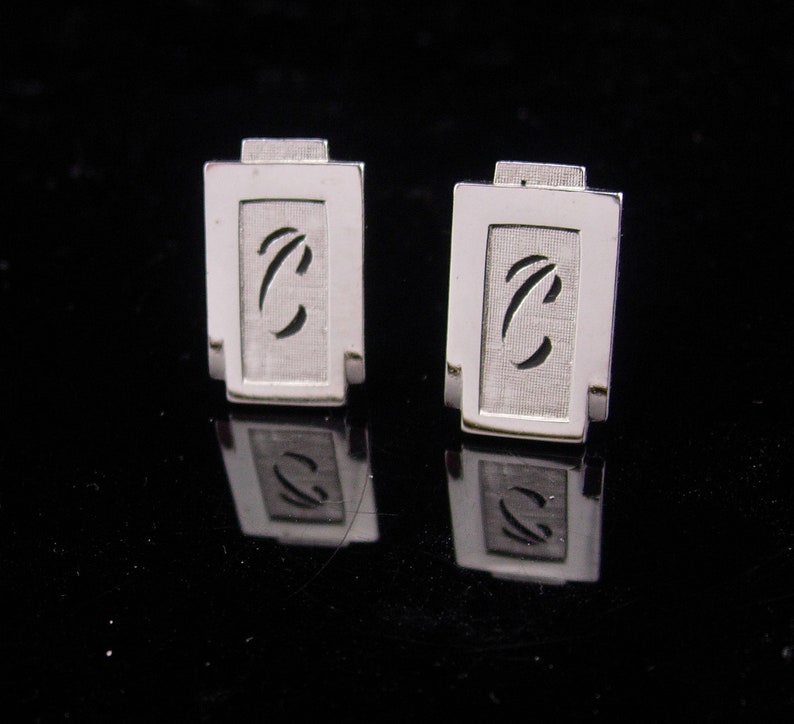 Vintage Personalized cufflinks Letter C silver Fancy initial C Wedding set gift for dad anniversary gift stocking stuffer
