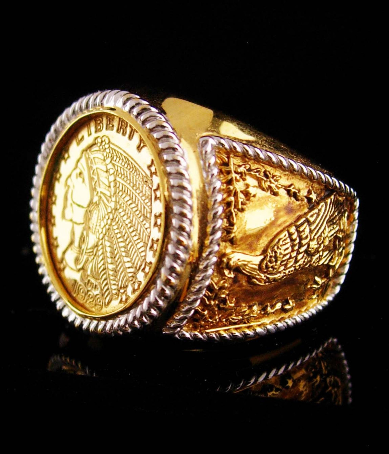 Indian Head Coin Ring Vintage Replica Five Dollar Coin Etsy