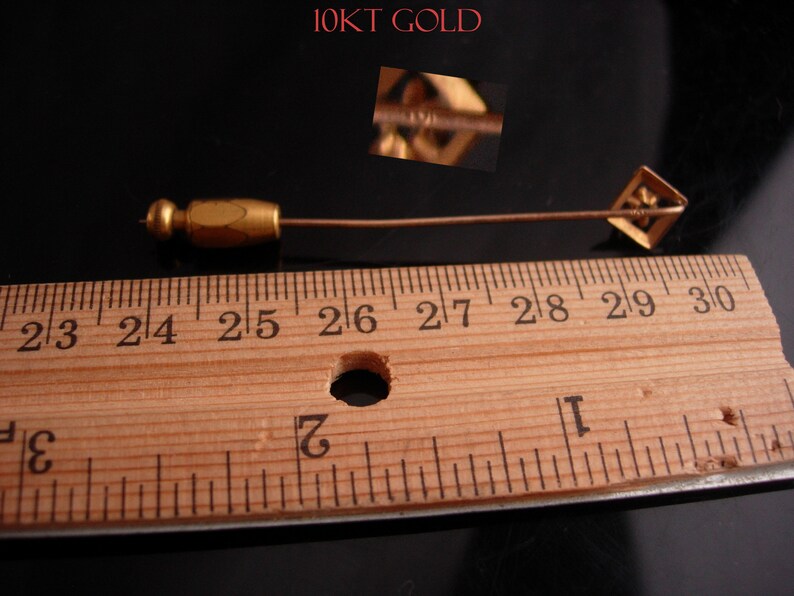Antique Victorian Ruby Stickpin 10kt Gold Hallmark Wedding lapel pin Birthday for him