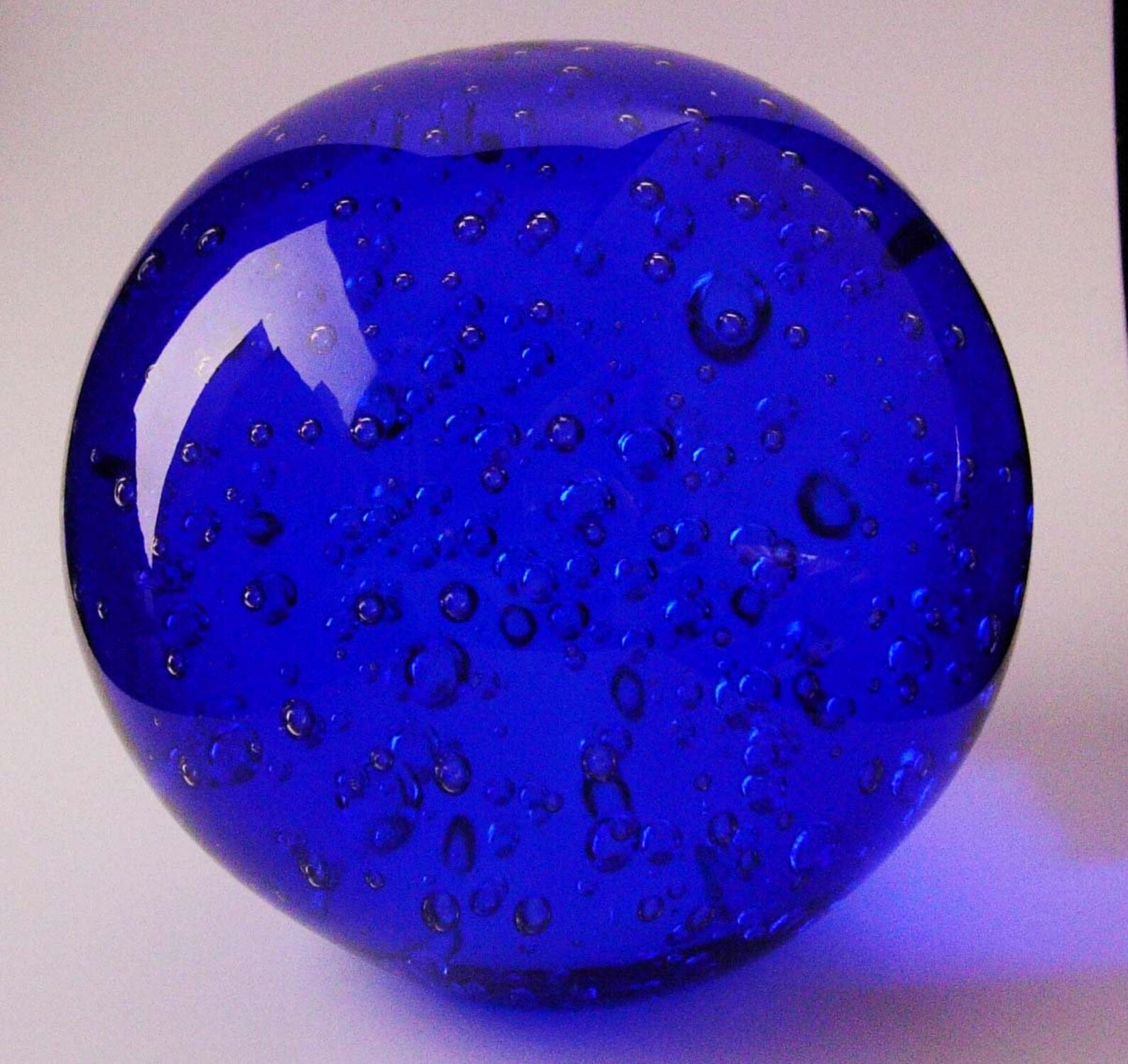 Vintage Cobalt blue Big paperweight Water bubbles globe Etsy