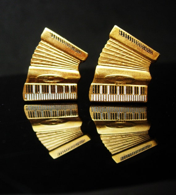 Vintage Accordian Cufflinks - Figural Men's Tie Ac