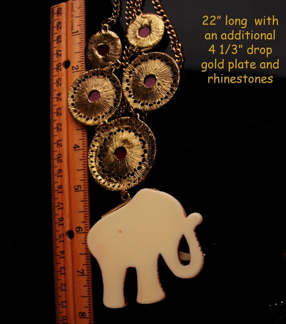 Exotic Elephant necklace - Rhinestone india state… - image 6