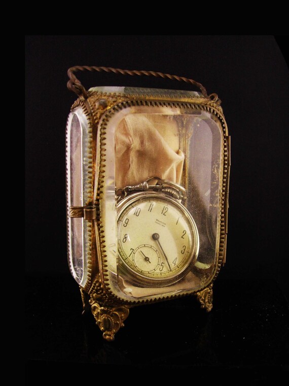 Antique watch casket beveled glass Box Wedding Je… Gem