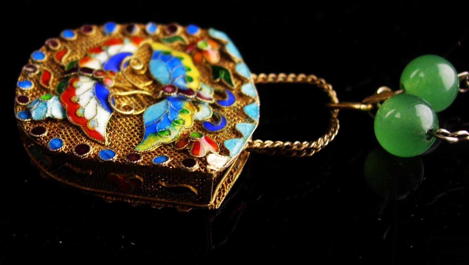 Antique gilt filigree necklace Chinese cloisonne Enamel Etsy