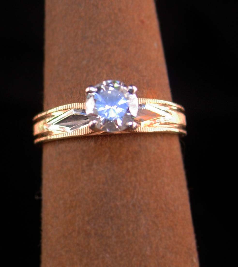Bague De Fiançailles Solitaire Fantaisie - Cristal Argenté Taille 59 - Plaqué Platine - Bijoux Des Lys