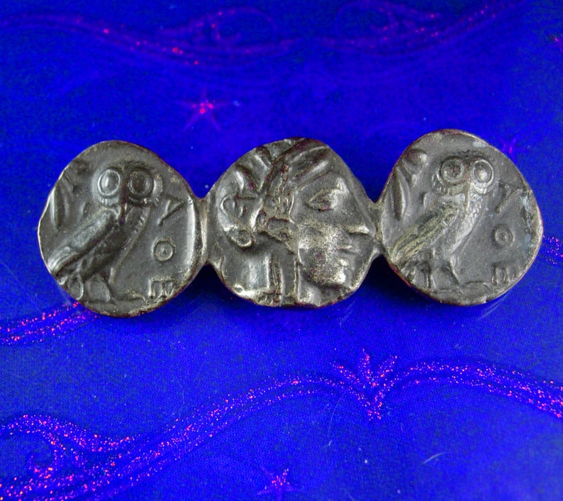 Vintage Love Token Brooch Greek Coin Athena Goddess of Wisdom Etsy