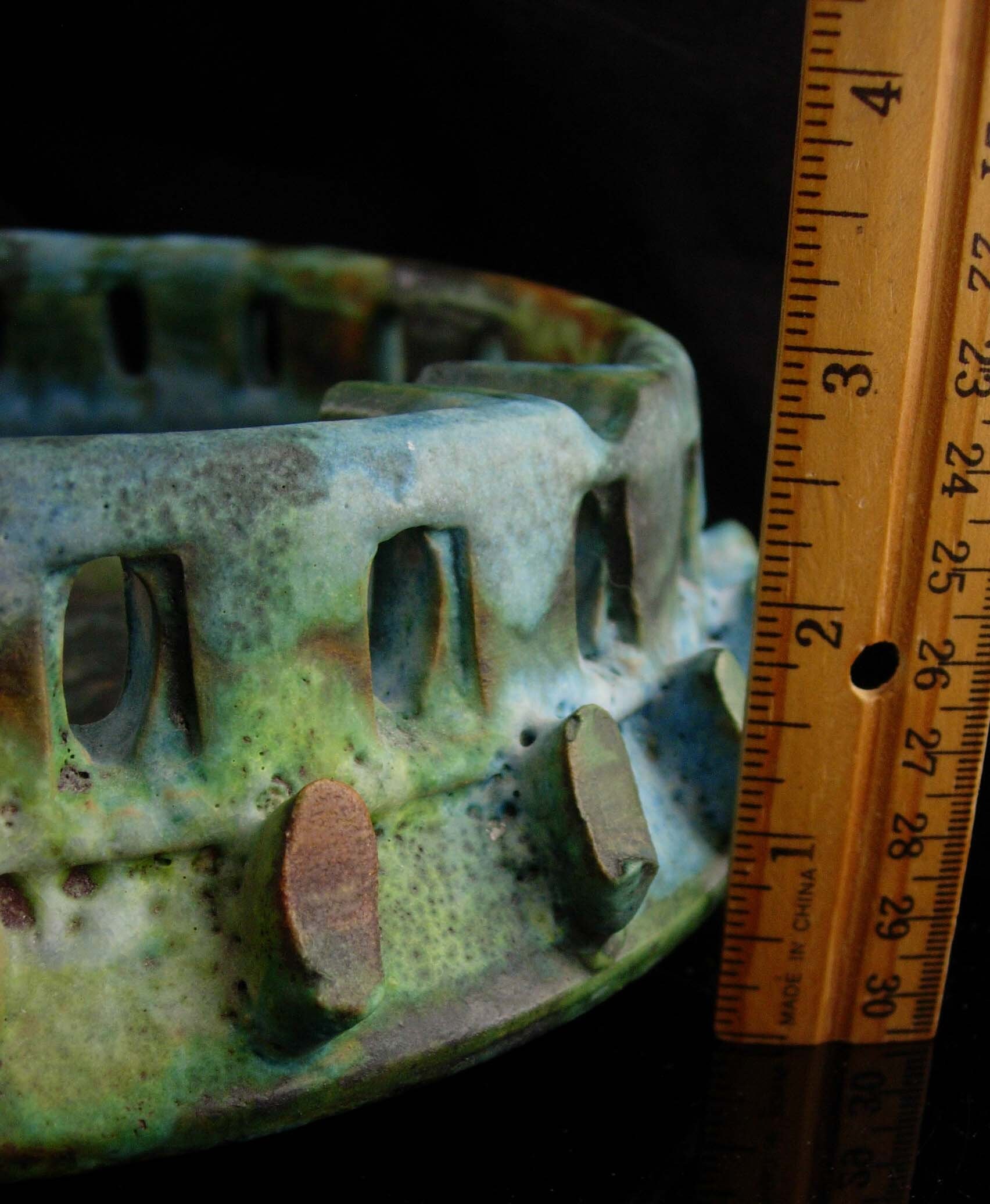 VERY UNUSUAL Ashtray Stunning Blue Green Patina Color Etsy