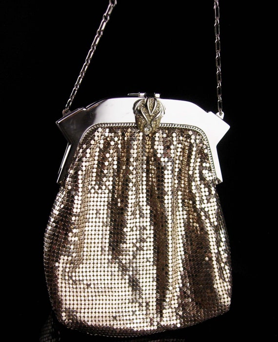 SIlver Flapper purse / vintage Whiting & Davis me… - image 3