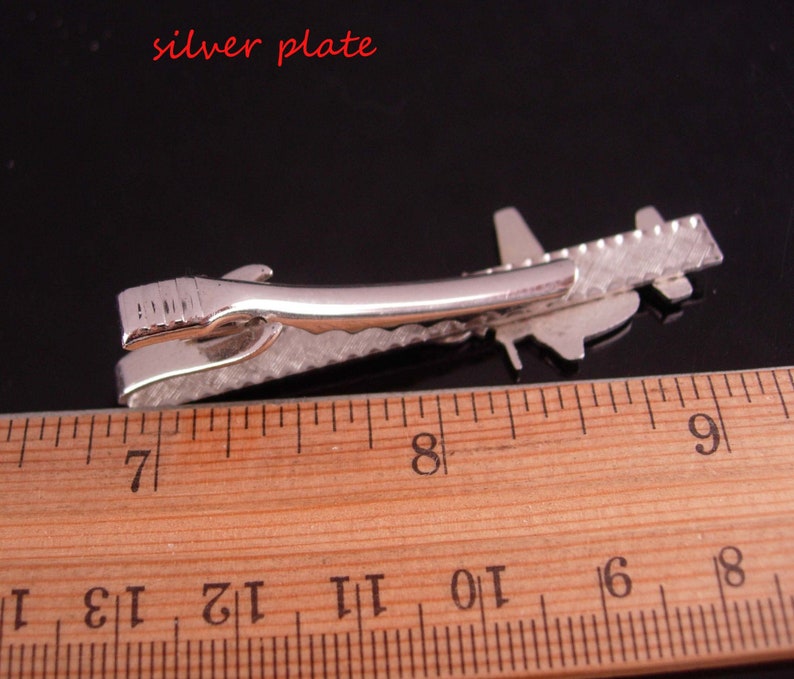 Airplane Tie clip Vintage Navy Reconnaissance silver tie bar military Squadron mans jewelry aviator gift mens gift