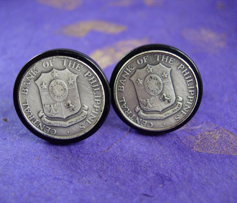 Central Bank of the Philippines Coin Cufflinks Foreign Bangko Sentral ng Pilipinas Mens jewelry shields