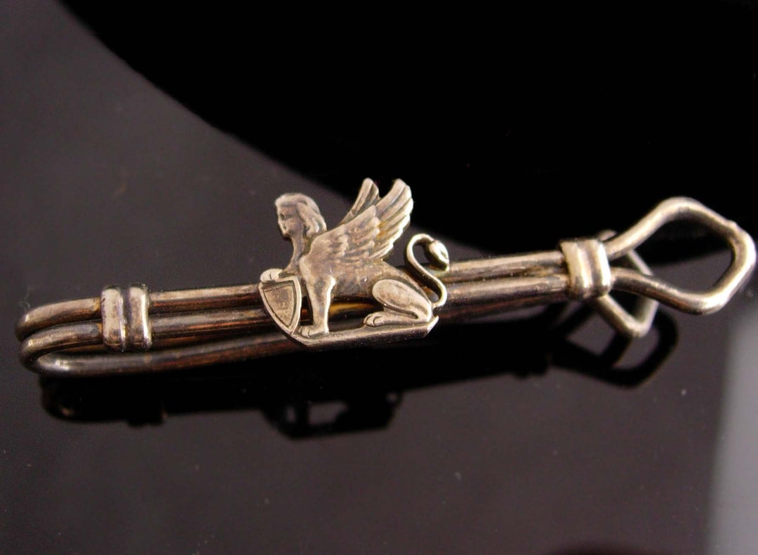 Vintage Krawattennadel Krawattenklammer Sterling Silber 925 Löwe vergoldet