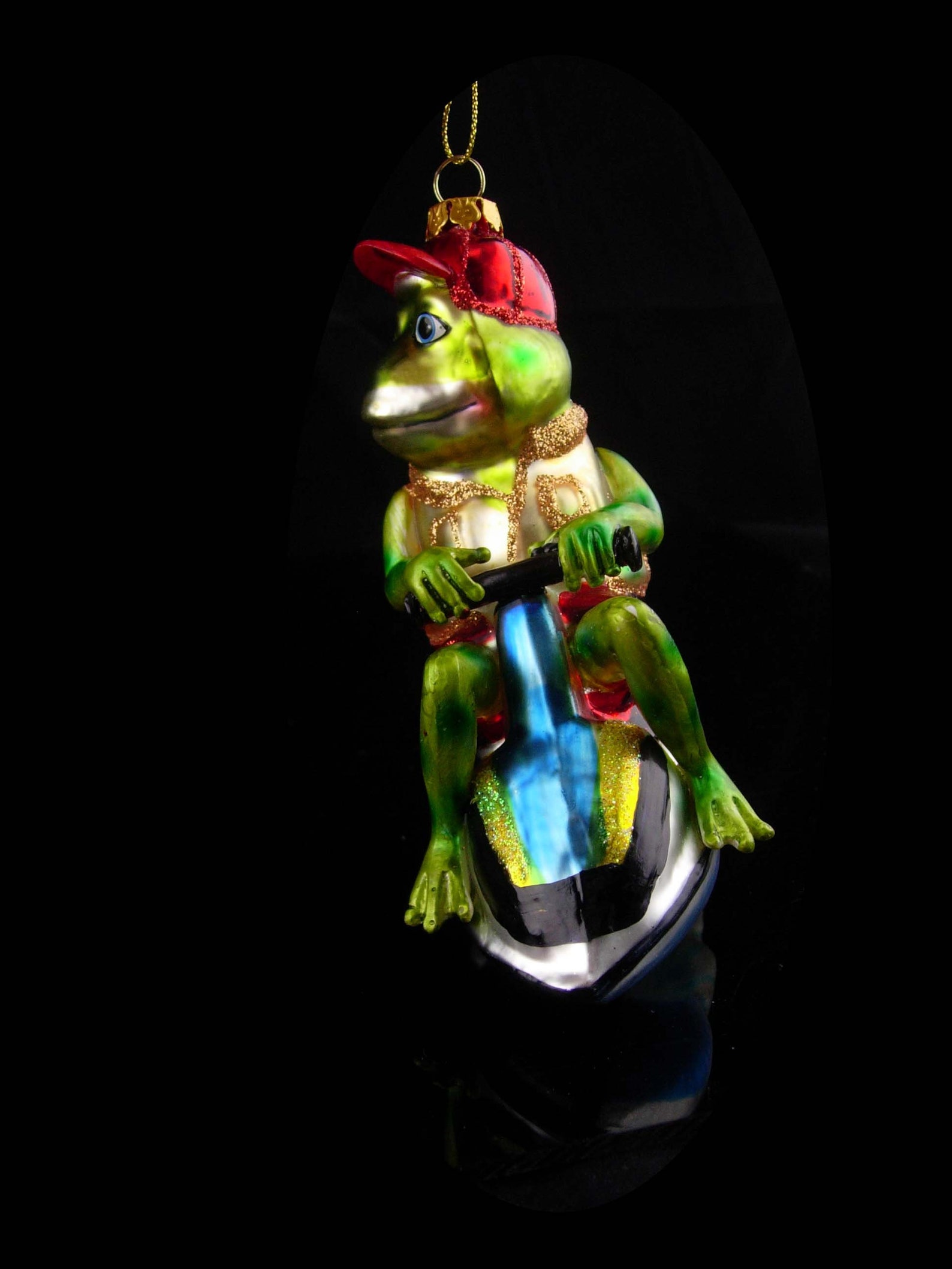 Hilarious FROG Ornament / Glass Ornament / Green Frog on Ski Etsy