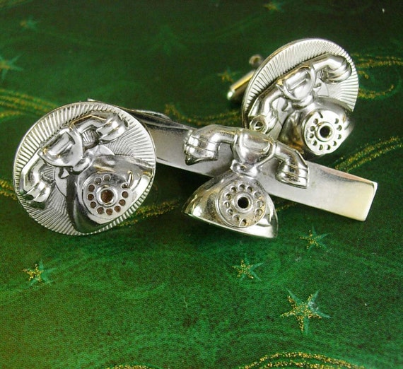 Telephone Cufflinks mechanical Dial really works … - image 1