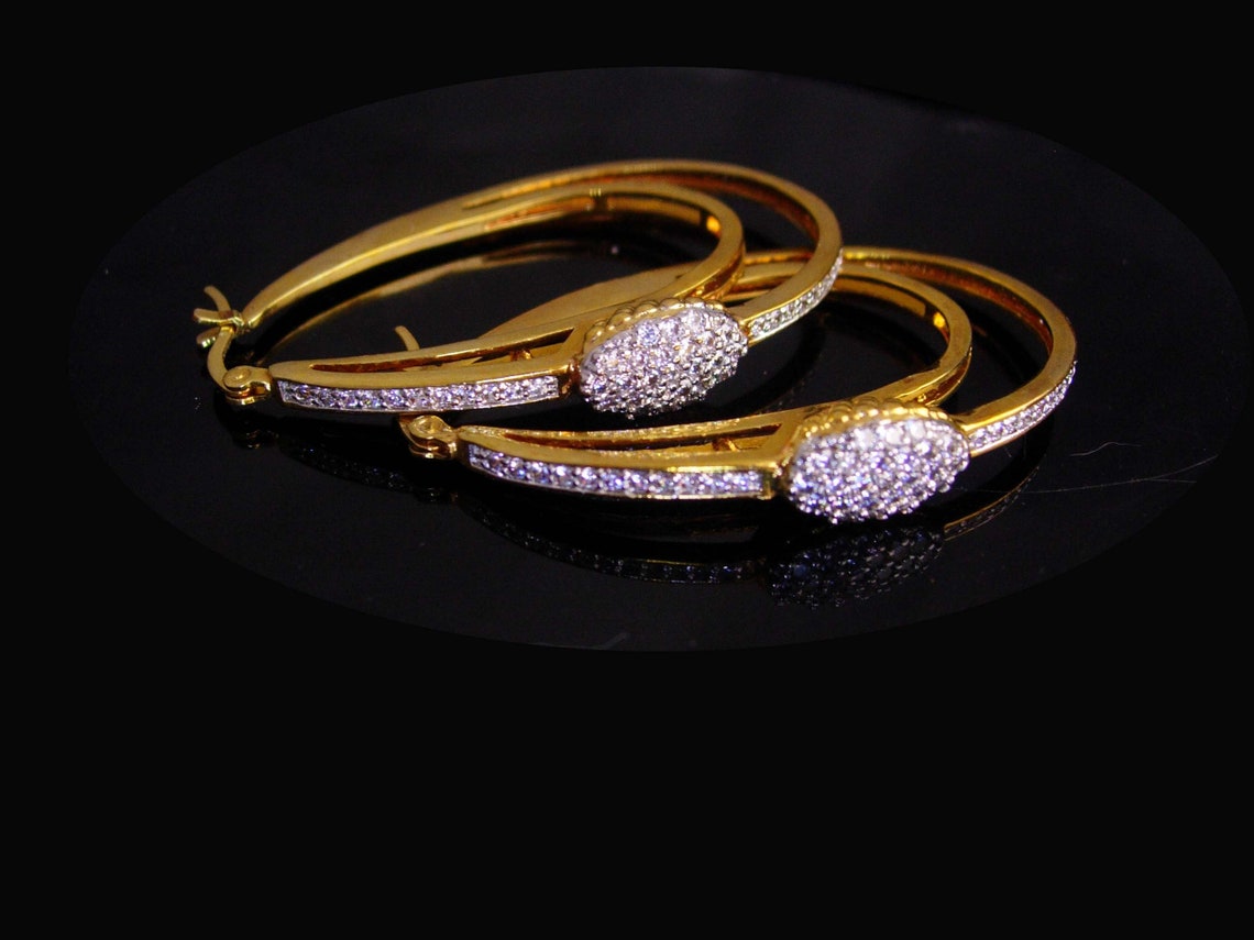 Stunning CZ Earrings high end Seta jewelry large gold Etsy