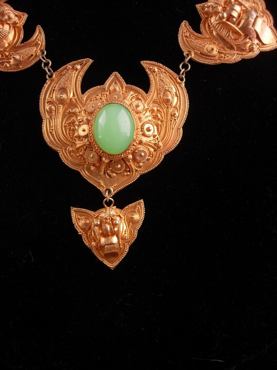 Antique demon queen Necklace - Rangda panels - go… - image 4