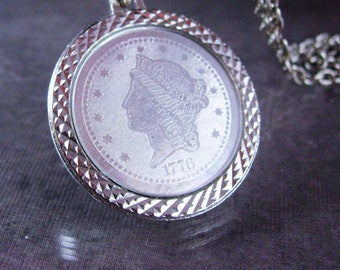 Vintage Coin Necklace 1776 Bicentennial 