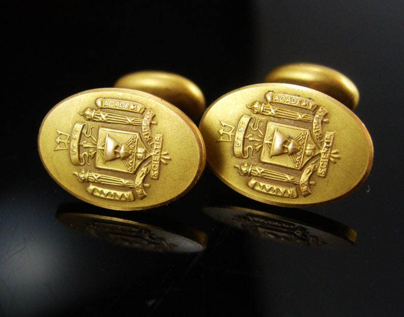 Naval Academy Cufflinks Vintage Navy Poseidon Military Etsy