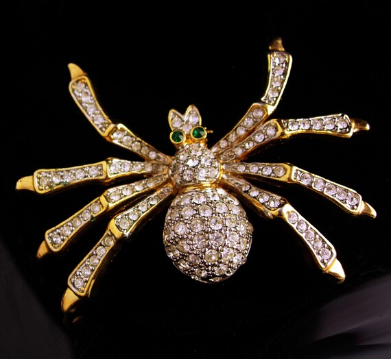 HUGE Vintage Spider Brooch 3 1 4 Rhinestone Pin Etsy Ireland