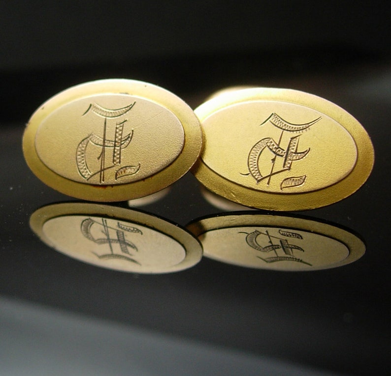 9kt rose gold cufflinks Victorian 1800/'s initials F M signet hallmark wedding Tuxedo groom gift personalized engraved Antique jewellery