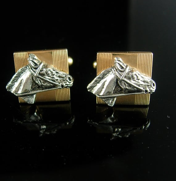 Horse cufflinks ANSON 3D medieval chess knight Cow