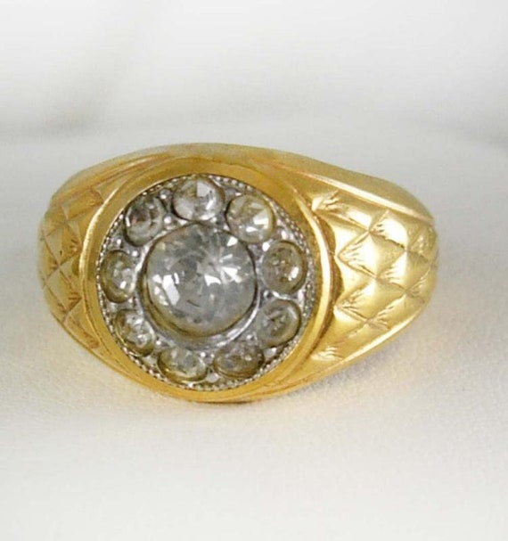 MEN'S Faux Diamond Ring Vintage 18KT GE Size 11 Ma