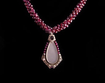 Antique VIctorian Camphor GLass genuine garnet necklace 100's of carats  Victorian keepsake - anniversary gift - wedding locket