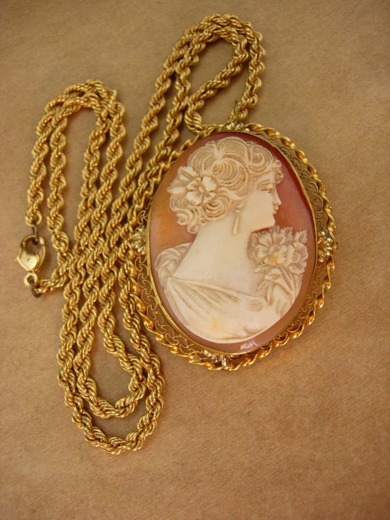 Antique genuine Cameo necklace - Vintage victoria… - image 5