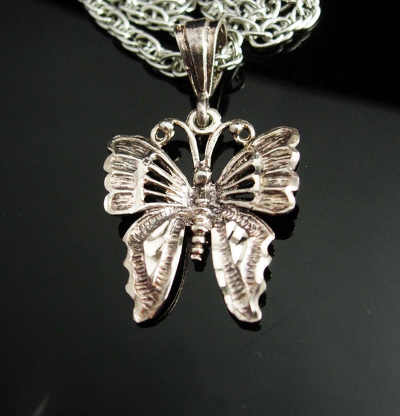 Sterling necklace petite Butterfly pendant Magica… - image 1