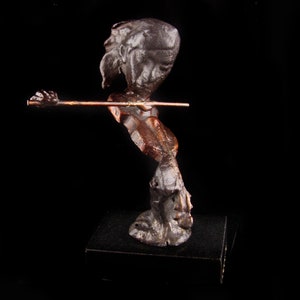 Bronze Brutalist woman with violin statue -  Musician Song Writer Gift - orchestra violinist sculpture - Abstract Musical gift