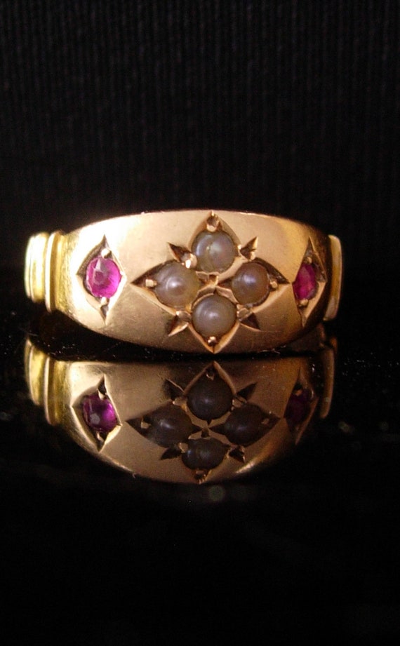 Antique 15kt gold Ruby size 3 1/2 Wedding ring - B