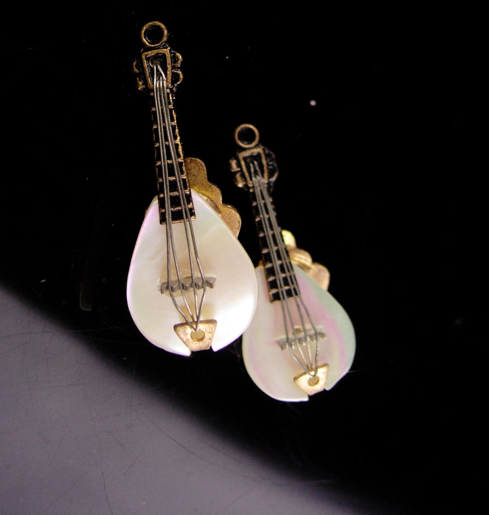 Mandolin Earrings Figural Jewelry Vintage Japan Clip on Etsy