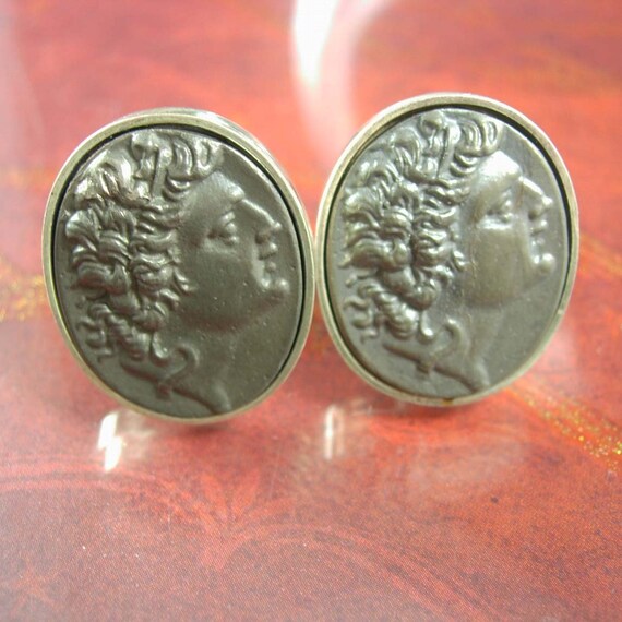 Alexander the Great cuff links sterling GREEK Coi… - image 3