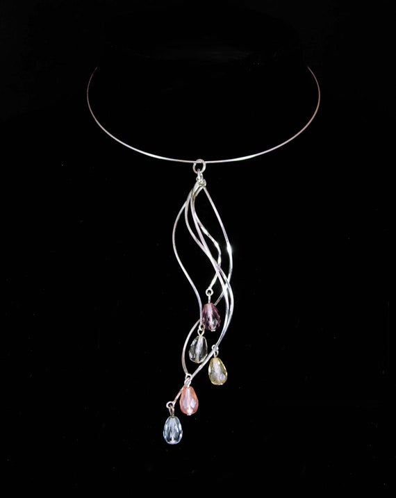 Sterling necklace Statement hoop choker chandelier