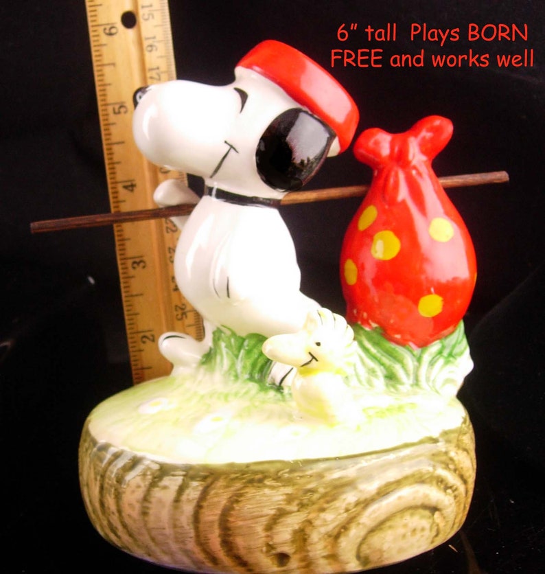 Vintage Woodstock Snoopy Music Box Born Free Peanuts Dog | Etsy