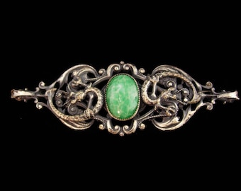 Antike DRACHEN Brosche / Peking Glas / Barock viktorianischer Schmuck / Fabelwesen Brosche / Mittelalter Anstecker / Renaissance Brosche