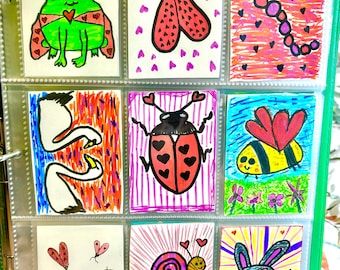 ACEO Original Gemälde | Mini Kunstkarte | ATC Malerei | Abstraktes Sammler Kunstwerk | Künstler-Sammelkarte Kunstkarten Editionen und Originale