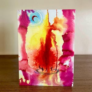 Dance Around the Fire // Wenskaart met envelop, kunst van Raine Knudsen - spiritueel, intuïtief, verhalenverteller