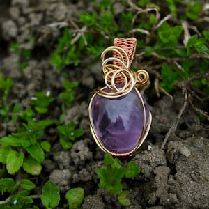Gold + Copper Amethyst Pendant // Wire Wrap Pendants by Raine