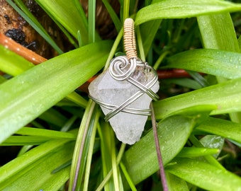 Citrine and Quartz Shard Wire Wrap Pendant