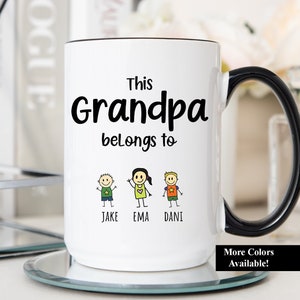 This Grandpa Belongs To Mug, Custom Grandpa Gift, Grandpa Coffee Mug, Grandpa Coffee Cup, Grandpa Gift From Grandkids, Custom Grandpa Cup