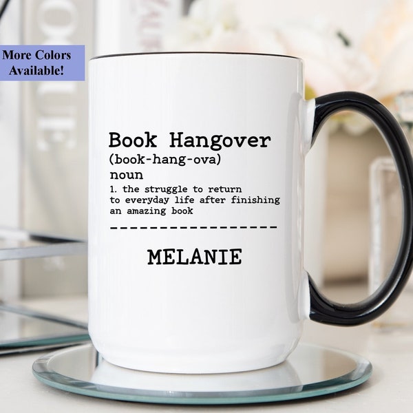 Book Hangover Definition Coffee Mug, Personalized Book Lovers Coffee Cup, Book Lovers Gift, Book Hangover Definition Cup, Book Hangover Gift