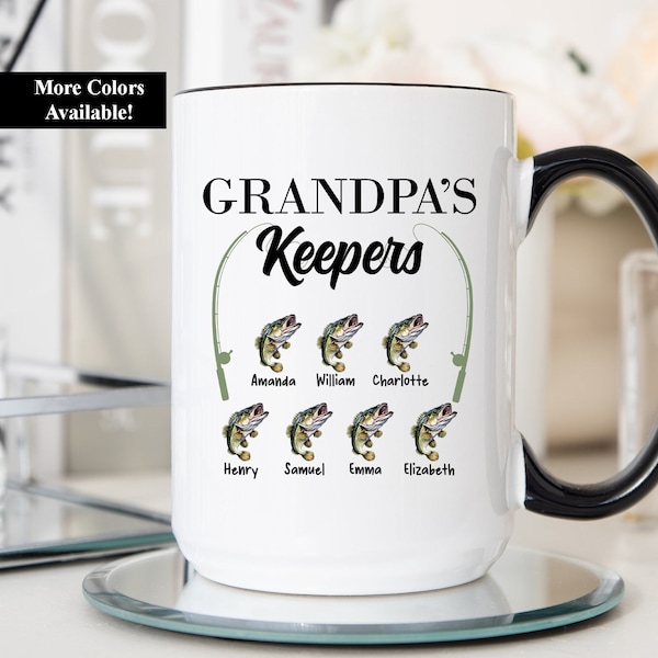 Grandpa Mug With Grandkids Names, Grandpa Fishing Mug, Grandpa Fishing Gift From Grandkids, Grandpa Fishing Cup Personalized