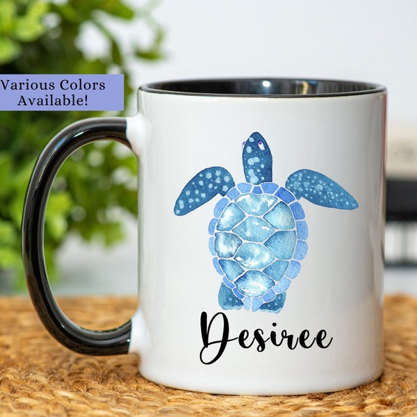 Personalized Turtle Mug, Turtle Lover Gift, Turtle Coffee Mug, Turtle Gifts for Women, Turtle Cup, Sea Turtle Mug, Turtle Coffee Cup