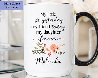 Personalized Daughter Coffee Mug Cup, Gift For Daughter From Mom, Daughter Floral Cup, Daughter Floral Mug, Daughter Gift From Mom