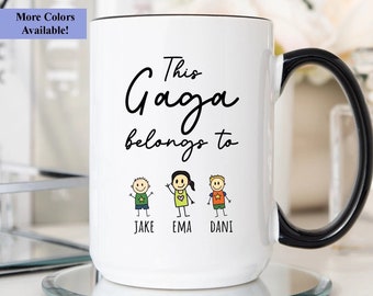 Gaga Mug With Grandkid's Names, Gaga Gift From Grandkids, Gaga  Cup, Gaga Coffee Mug, Gift For Gaga From Grandkids, Custom Gaga Mug