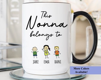 Nonna Mug With GranKid's Names, Nonna Mug Personalized, Nonna Gift, Nonna Gift From Grandkids, Gift For Nonna, Nonna Cup, Nonna Coffee Mug