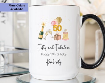 Fifty and Fabulous Coffee Mug Cup, Fifty and Fabulous Gift, 50th Birthday Coffee  Mug, 50th Birthday Gift for Women, Fiftieth Birthday Gift - Etsy