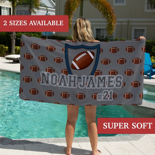 Personalized Football Beach Towel, Football Gifts For Kids, Football Pool Towel, Football Team Gifts, Football Beach Towel For Kids